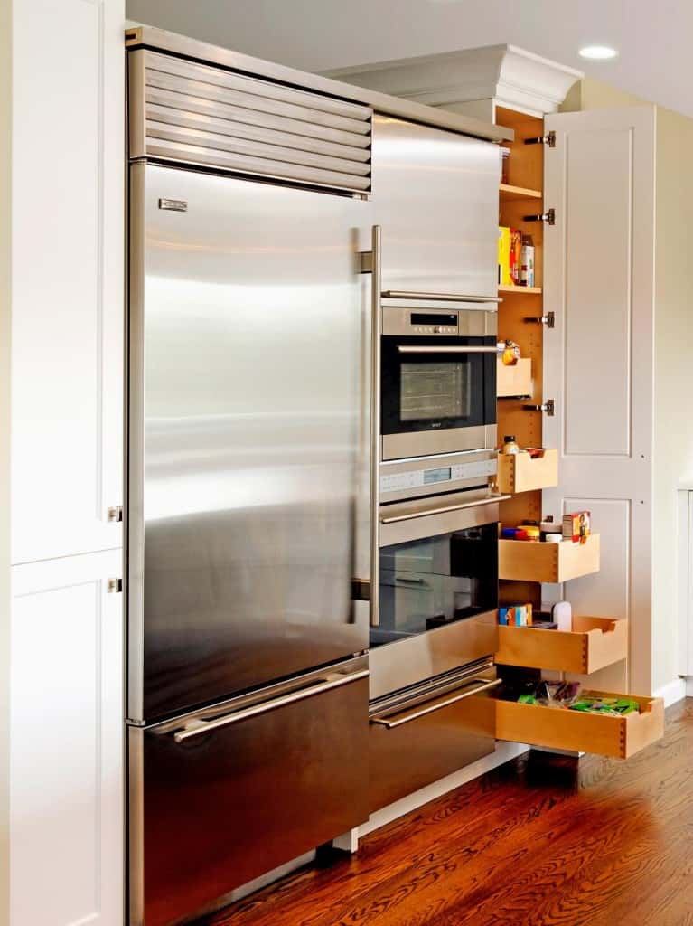 Hideaway Storage in an Extra Tall Custom Cabinet