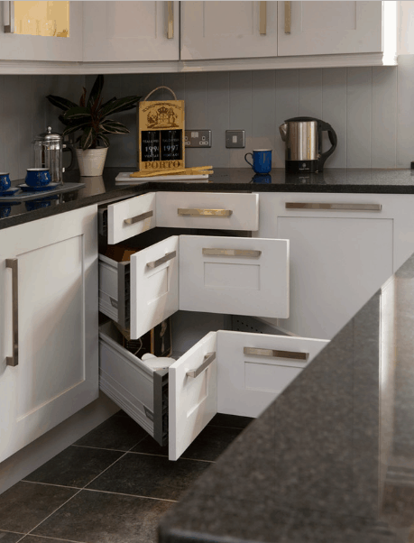 Custom Kitchen Cabinets with Corner Drawers