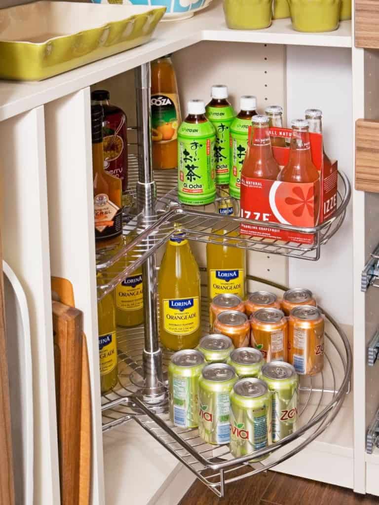 Fold Out Storage Racks in Cabinets